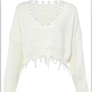 Distressed V Neck Sweater